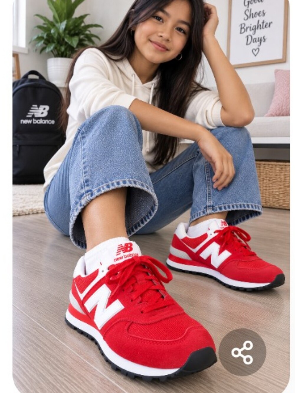 New Balance Kids Size 6 Red and White Sneakers